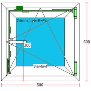 Fereastra baie 600/600, profil pvc gealan, deschidere dreapta